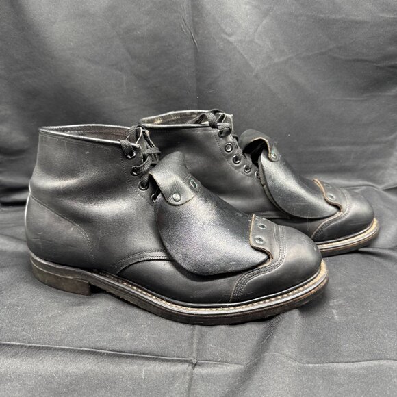 Vintage Mens Black Leather Safety Boots Workwear Lace Guard Size 8 main image 4